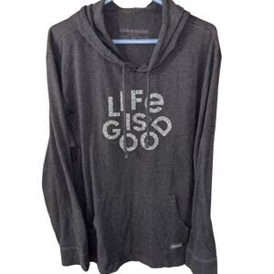 Life is Good men’s gray lightweight hoodie sweatshirt crusher tee (size XL)